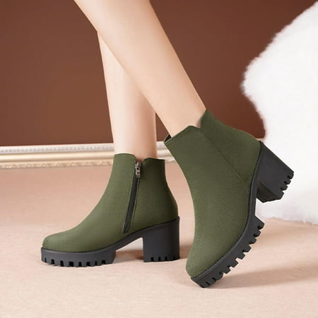 

Bnwani Shoes For Women Fall Shop Mid Heel Boots Pull-On Thick Ankle-High Boots 35-40