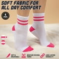 thumbnail image 3 of Forever Bambe Retro Mini Crew Socks for Women, Soft Terrycloth Cushioned Bottom Striped Socks, Athletic Quarter Calf Gym Socks (4-Pack) Pink, 3 of 8