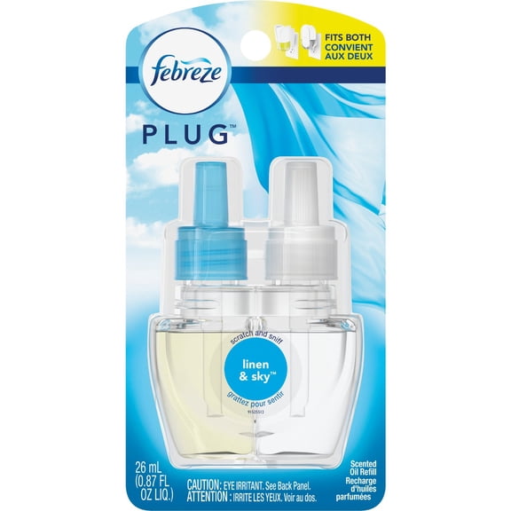 Febreze 45540 Plug Air Freshener Refills, Linen & Sky, 0.87 oz Refill Case of 8