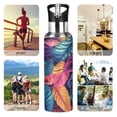 thumbnail image 7 of Yayeee 33oz Insulated Water Bottle Double Wall Stainless Steel with Flip Straw Lid, Colorful Art Leaves Pattern, 7 of 7