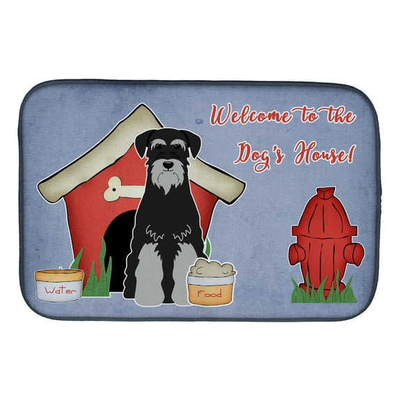 Dog House Collection Standard Schnauzer Black Grey Dish Drying Mat