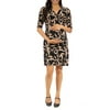 Women's Maternity Black and Cream Abstract Wrap Dress