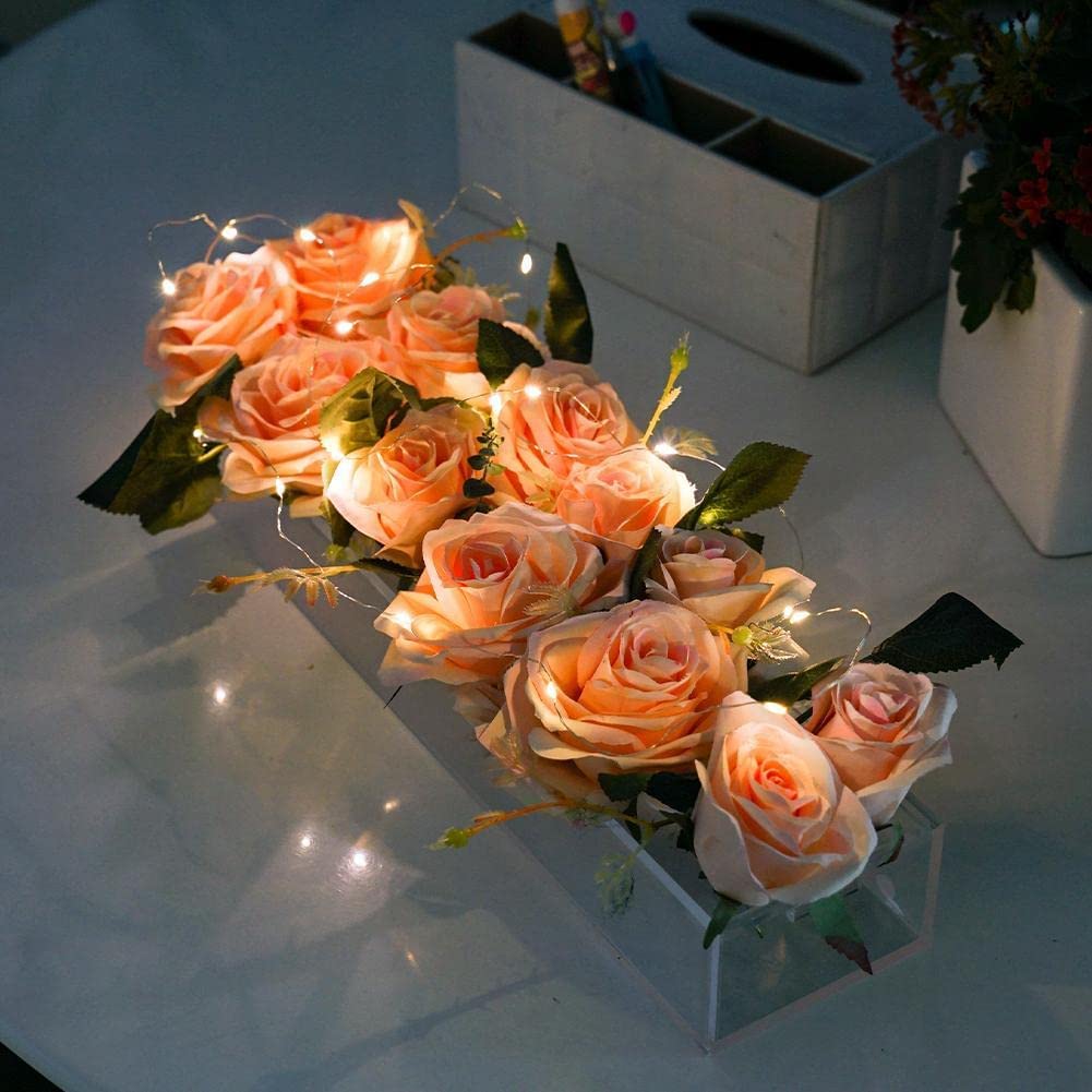 Ofocase Rectangular Acrylic Vase, Flower Arranger Clear Acrylic Flower