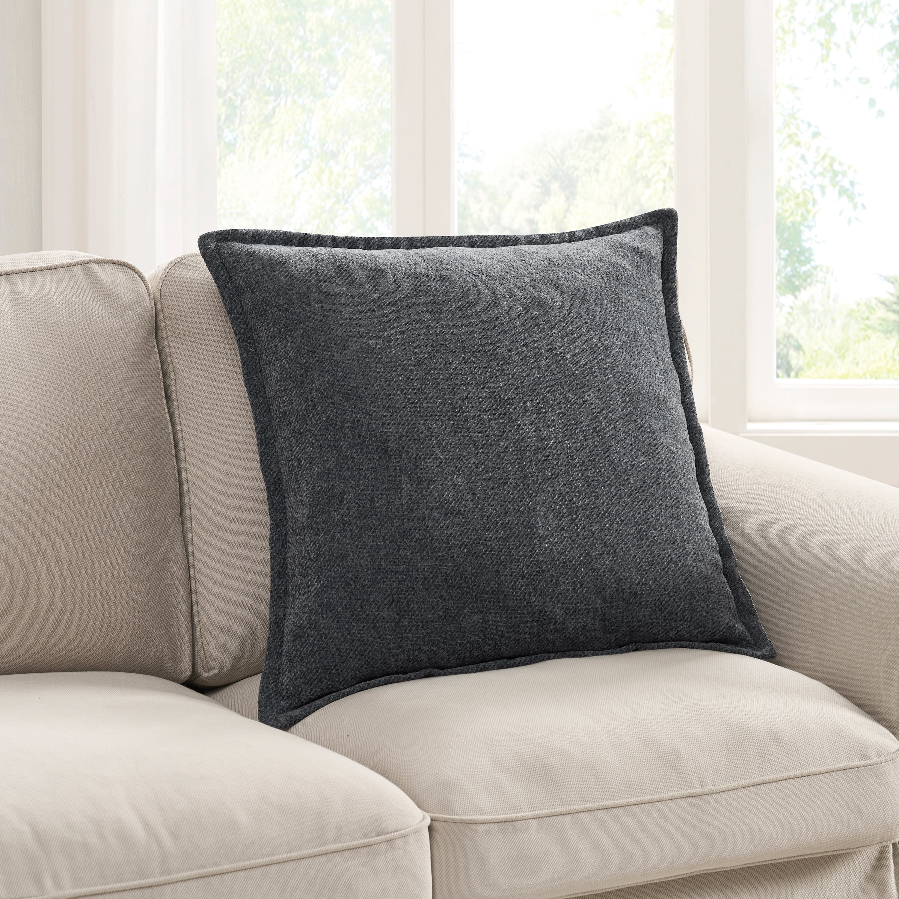 Mainstays 22 in x 22 in Greystone Oversized Chenille Decorative Pillow
