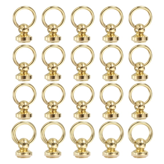 30Pcs Screw Round Head Rivet, 8mm Pull Ring Rivet Fasteners, Screw Rivet Studs for DIY Leather Craft Belts Purse Handbags (Light Gold)