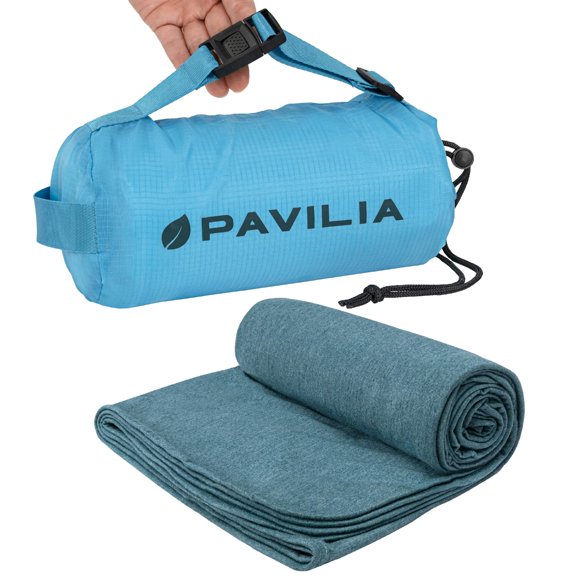 Manta de viaje PAVILIA Airplane Compact con bolsa de 65 x 40 cm, azul turquesa