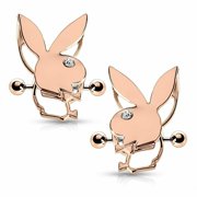 Pair of Playboy Bunny Double Tier Nipple Shields 2 pcs (Rose Gold/Clear)