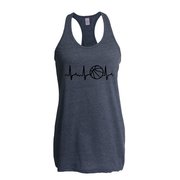 MmF - Women's Racerback Tank Top, up to Women Size 2XL - Basketball Heartbeat