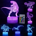 thumbnail image 1 of Lámpara de luz nocturna LED 3D serie dinosaurio 16 colores luz nocturna 3D lámparas de mesa con Control remoto juguetes regalo para decoración del hogar para niños D23, 1 of 5