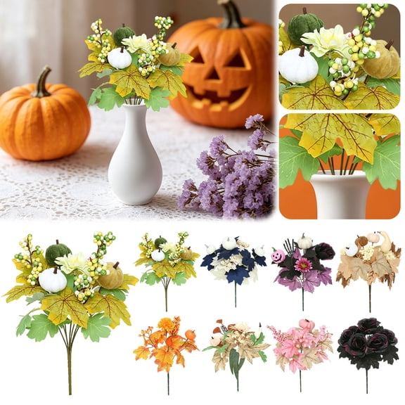 SeekLGT Fall Decor Fall Decorations For Home Artificial Flowers Fake Plants Halloween Decorations Fall Stems Autumn Decor Branches, 1 pc