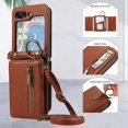 thumbnail image 5 of Decase Compatible with Samsung Galaxy Z Flip 5 Case with Card Holder and Strap for Women,Crossbody Lanyard,Stand Ring Kickstand,Snap Clasp,Phone Wallet Case,Coffee, 5 of 10