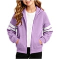 thumbnail image 5 of Wsyxszg Zip Up Hoodies for Girls Fall Striped Hooded Long Sleeve Sweatshirts Kids Trendy Relaxed Fit Everyday Jackets 5-14T, 5 of 8