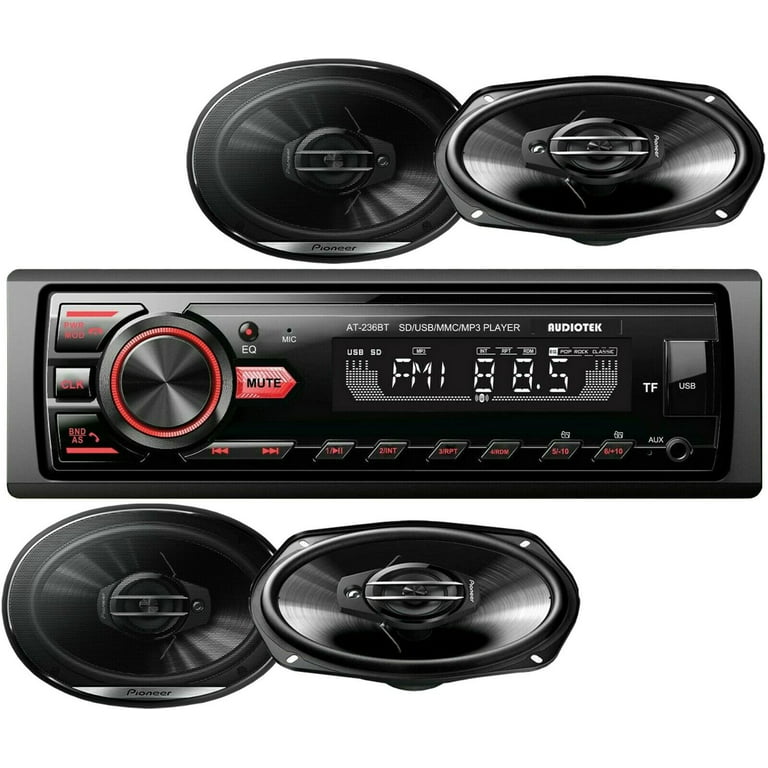 4x Pioneer 6x9" Speakers + Audiotek Car Audio Bluetooth FM USB Receiver Bundle -