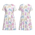 thumbnail image 3 of Bixox Women's Short Sleeve Summer Dress Loose Swing Knee Length Dresses with Pockets-Easter Colorful Rabbit, 3 of 7