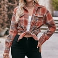 thumbnail image 1 of Tdoqot Women's Shacket Jacket- Plaid Button Down Casual Loose Fall Jackets for Women Brown Size M, 1 of 7