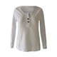 thumbnail image 3 of Blusa de manga larga informal con botones de tubo abierto sólido con cuello redondo para mujer Fridja  fksj252, 3 of 4
