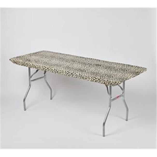 30 x 96 in. Fitted Plastic Table Covers With Elastic Leopard