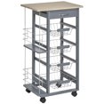 thumbnail image 1 of HOMCOM Kitchen Cart with 4 Basket Drawers, Utility Storage Cart, 1 of 10