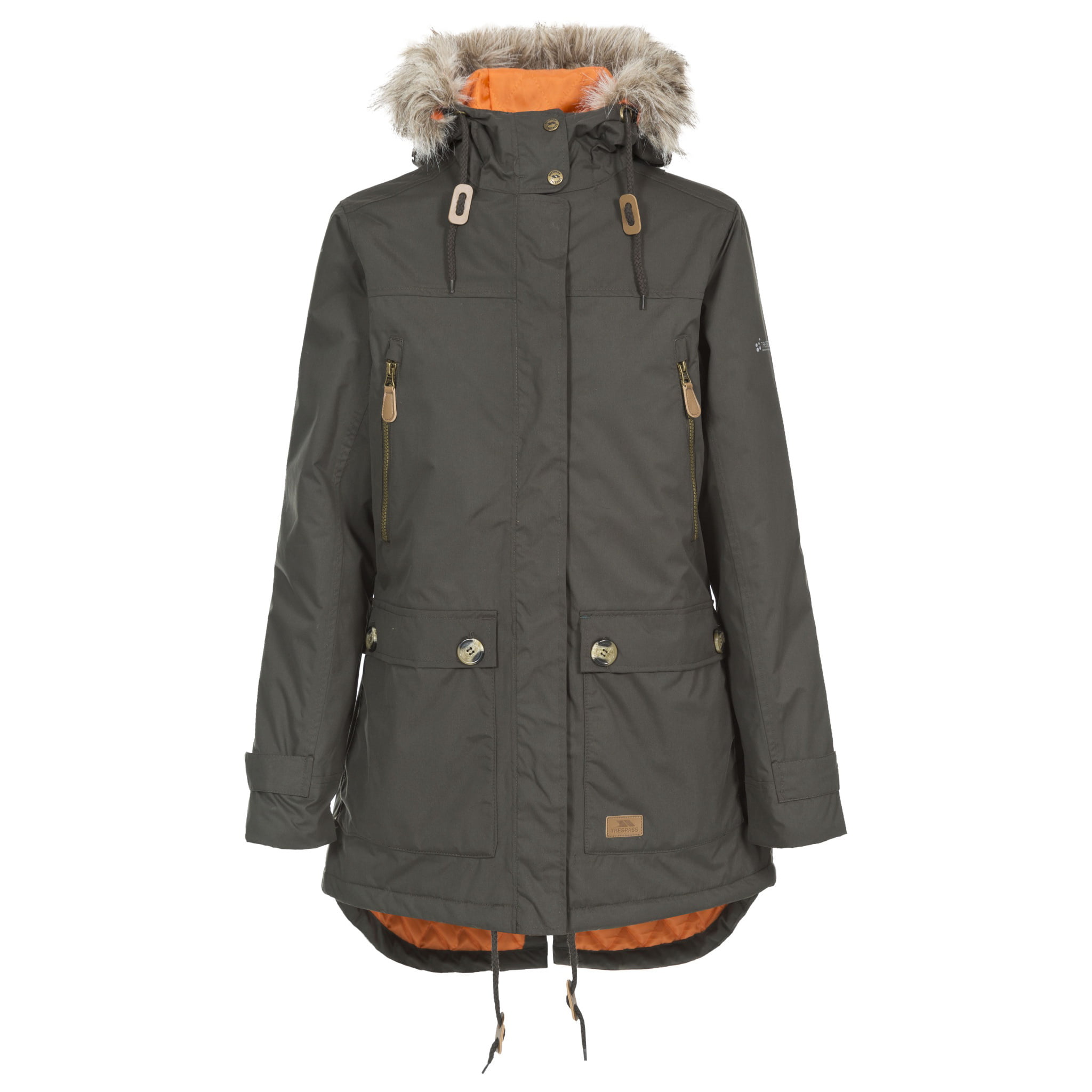 Trespass Womens Ski Jacket Padded Waterproof Hooded Coat With Faux Fur 