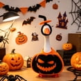 thumbnail image 6 of LOWLHOME 7 Inch Halloween Pumpkin Outfit, 2 Colors Orange Black Handmade Non Woven Dress, Mini Porch Goose Clothes Yard Silly Lawn Duck Shirt, Halloween Christmas Tabletop Decorative(Hollow smile), 6 of 6