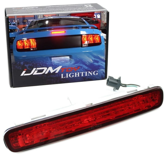Red Lens Chrome Reflector Full LED 3rd Brake Light For 2005-2009 Ford Mustang, Powered by 16 Super Bright Red LED Emitters