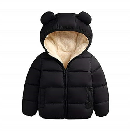 

Kiapeise Winter Infant Kids Baby Girls Boys Down Parkas Coat 3D Ears Hooded Long Sleeve Zipper Solid Warm Outfits
