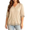 thumbnail image 3 of Bixock Women's Maternity Tops 3/4 Sleeve Button Down Maternity Shirts Crew Neck Maternity Blouse Soft Breathable Pregnant Tops Comfortable Maternity Clothings, 3 of 6