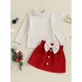 thumbnail image 2 of Bslissey 6M 12M 18M 24M 3T 4T Toddler Baby Girls Christmas Skirts Set Infant Long Sleeve Mock Neck Tops + Bow Decor Pocket Skirt 2Pcs Outfits Kids Casual Daily Clothes, 2 of 8