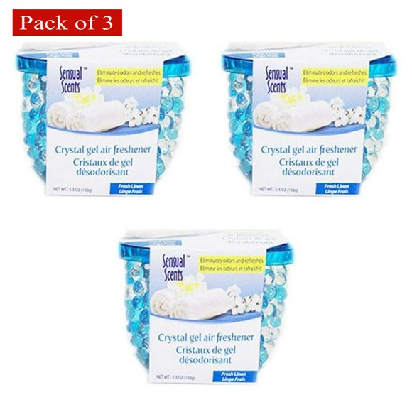 Sensual Scents Crystal Gel Air Freshener - Fresh Linen (150g) (Pack of 3)