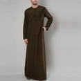 thumbnail image 2 of IROINNID Discount Men's Muslim Robe Set Arab Middle Robe Long Sleeve Standing Neck Zipper Robe,Brown, 2 of 4