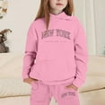 thumbnail image 2 of lnmuld Two Piece Outfits Girls Letter Print Hooded Sweatshirt Outfit Set Stylish Everyday Wear Comfortable Casual Kids Apparel Solid Color Size:15-16 Years, 2 of 4