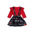 thumbnail image 3 of Kiapeise Toddler Girls Valentines Long Sleeve Tops Love Heart Suspender Skirt, 3 of 8