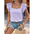 thumbnail image 6 of Women'S Casual Summer Square Neck Tank Tops Sleeveless Ruffle Chiffon Blouses Top Shirts Purple L, 6 of 9