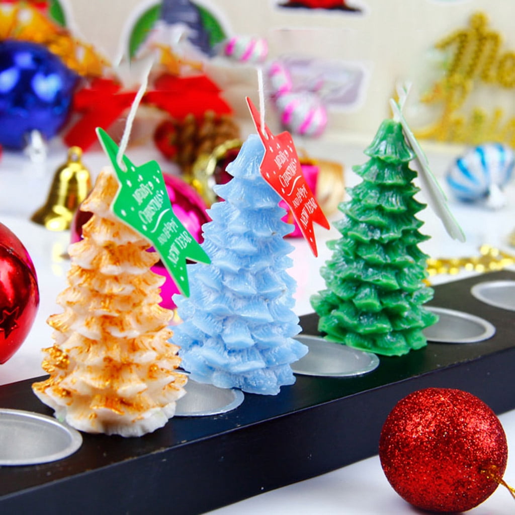 2pcs/set 3D Christmas Tree Silicone Candle Mold Soap Clay Making DIY Cake Decorating Baking Mould Tool
