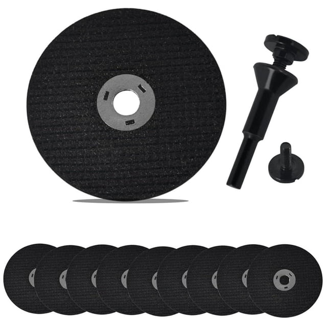 Kit de Ruedas de Corte de 3 Pulgadas con Mandril de 1/4 de Pulgada, Discos de Corte con Orificio para Eje de 3/8 de Pulgada, 10 Piezas + 1 Paquete de Mandril