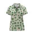 thumbnail image 4 of COEQINE Women V Neck Golf Shirts Quick Dry Fit Lightweight Short Sleeve Golf Tops Shamrock and Polka Dots Print Moisture Wicking Soft Polo Shirts for St. Patrick's Day, M, 4 of 7