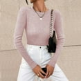 thumbnail image 4 of Vedolay Sweater Women's Casual Sweaters Long Sleeve Crew Neck Ribbed Knit Pullover Tops,Pink XL, 4 of 5