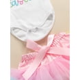 thumbnail image 6 of TSEXIEFOOFU Infant Baby Girl Easter Clothes Set, Embroidered Short-sleeved Jumpsuit + Colorful Ruffled Tulle Skirt + Leg Warmer + Headband, 6 of 9