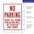 thumbnail image 3 of Dusk Till Dawn No Parking Sign, 10x14 Aluminum, 3 of 8