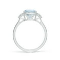 thumbnail image 2 of ANGARA Natural Cushion 1.95 ct Aquamarine Engagement Ring with Trio Diamonds in 14K White Gold for Women (Size-8mm) | March Birthstone, Anniversary, Jewelry Gift for Women | Natural Aquamarine Ring, 2 of 11