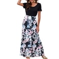 thumbnail image 3 of Qiopertar Robe Longue Maxi à Manches Courtes Imprimée Florale Col Rond Décontractée d'Été pour Femmes Grandes Économies de Vacances! à Moins de 5$ jusqu'à 90 % de Réduction, 3 of 6