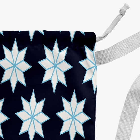 Simply Daisy Christmas Stars 18 x 29 in Navy Laundry Bag