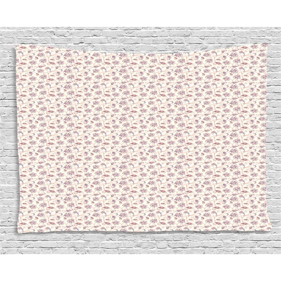 Oriental Tapestry, Vintage Flourish Ethnic Pattern Arabic Ornament with Fantastic Flowers and Leaves, Wall Hanging for Bedroom Living Room Dorm Decor, 80W X 60L Inches, Multicolor, by Ambesonne