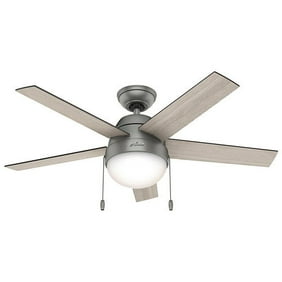 Hunter 44 Dempsey Low Profile Brushed Nickel Ceiling Fan With Light And Handheld Remote