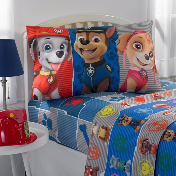 PAW Patrol Microfiber Kid Bed Sheet Set, Marshall Chase and Skye - Walmart.com - Walmart.com