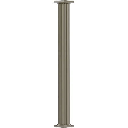 10  x 9  Endura-Aluminum Column  Round Shaft (For Post Wrap Installation)  Non-Tapered  Fluted  Wicker Finish w/ Capital & Base