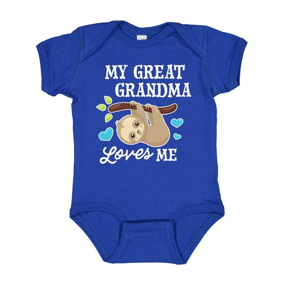 Inktastic My Great Grandma Loves Me with Sloth and Hearts Boys or Girls Baby Bodysuit