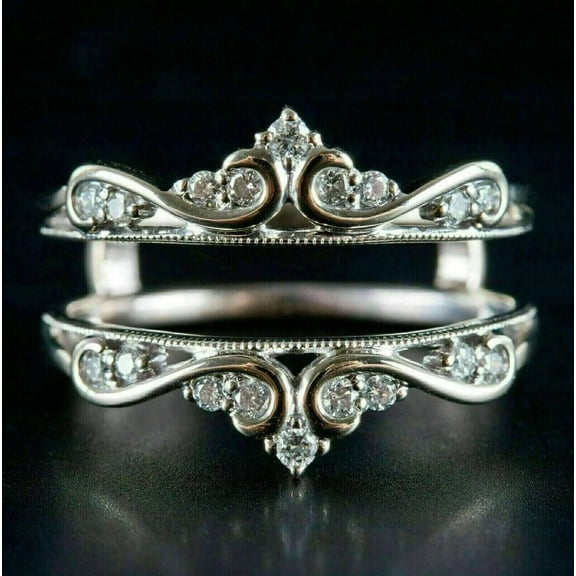 2Ct Round Cut Lab Created Diamond Wrap Guard Enhancer Ring 14K White Gold Plated