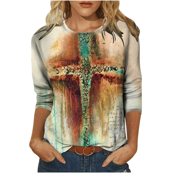 Women Long Sleeve Tops Classic Novelty Gradient Printed Clearance Blouse