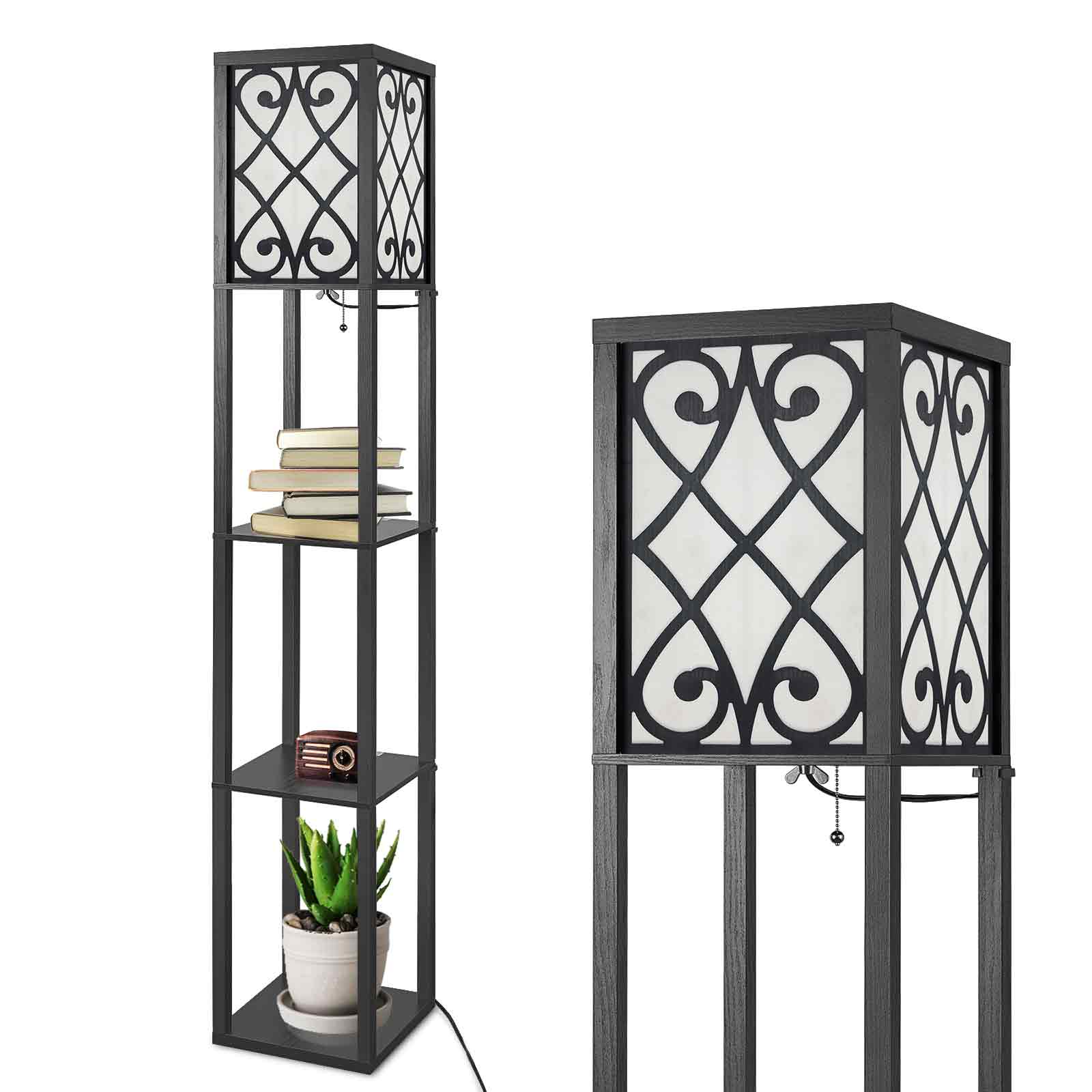 Floor Lamp with Shelves, Modern Shelf Floor Lamp, Lighted Curio